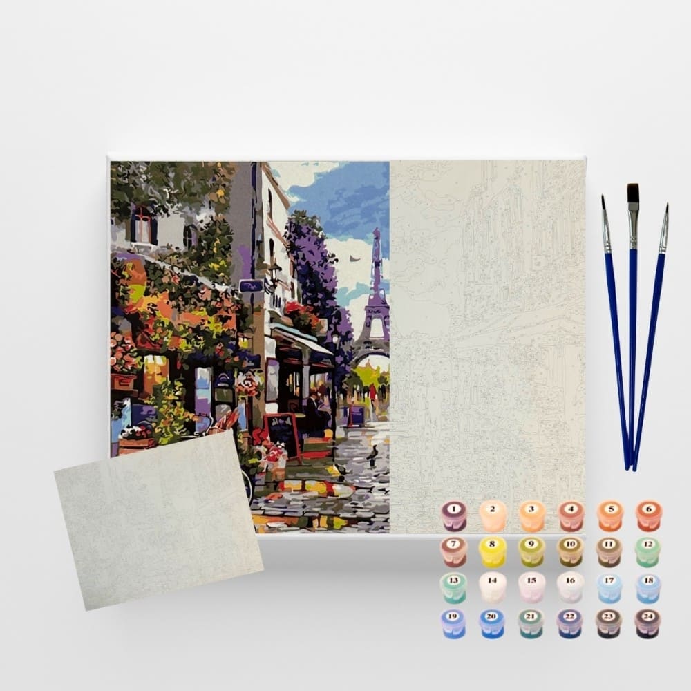 conjunto pintura numerada arte terapia 40x50cm tarde em paris